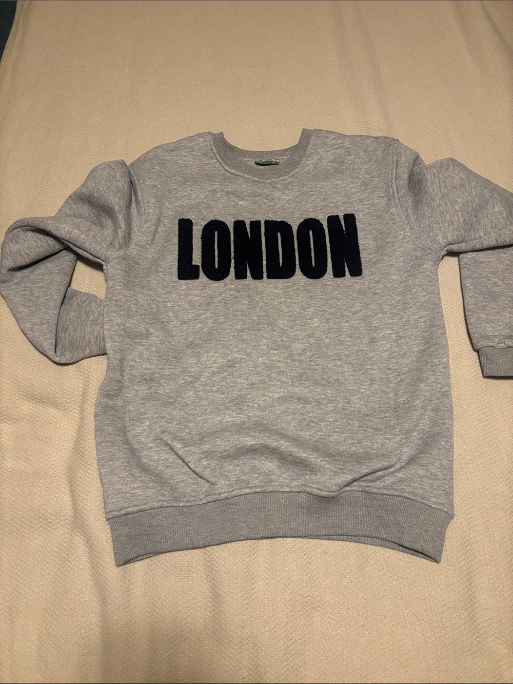Grey Crewneck Sweatshirt with LONDON Appliqué